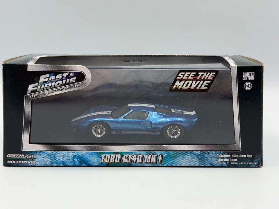Greenlight Hollywood Fast & Furious Ford GT40 MK I, Blue, 1:43, NIB - Image 1 of 4