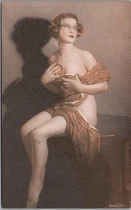 Mutoscopio/tarjeta arcade PIN-UP GIRL de 1930 rubia desnuda, cubierta por remanente de tela - Imagen 1 de 2