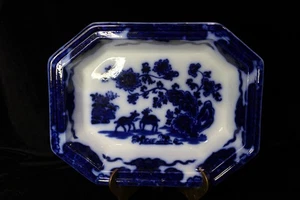 Flow Blue Cashmere Pettern Ridgway & Morley Rectangular Dish 10 7/8" Long - Picture 1 of 14