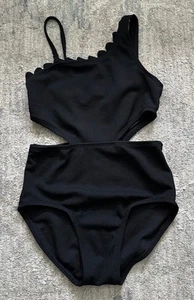 ART CLASS KIDS Girls Black Summer Scallop One Piece Swimsuit UPF 50+ SIZE M/8 - Picture 1 of 5