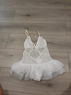 Nuevo con etiquetas Vintage Ann Summers Blanco Oh La Body Talla Mediana Foto 1 de 4