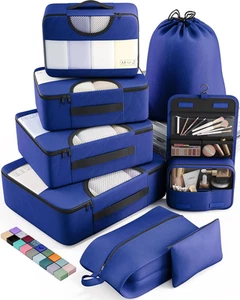 8 Set Packing Cubes for Travel Essentials,Klein Blue Suitcase Organizer Bags Set - Picture 1 of 12