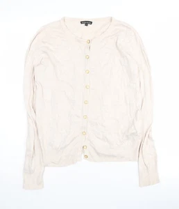 Warehouse Women's Ivory Cardigan, M, Button Accent - Picture 1 of 12