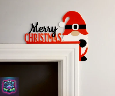 Merry Christmas Gnome Door Corner Decor - Whimsical Left & Right Sides - Image 1 of 4