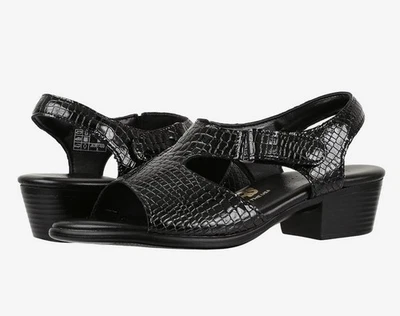 SAS Suntimer Sandals Black Croc Embossed Leather Sz 11.5 W NWOT - Image 1 of 4