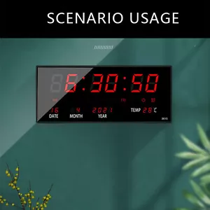 Orologio da parete digitale grande schermo display LED scrivania ora temperatura calendario data - Foto 1 di 20