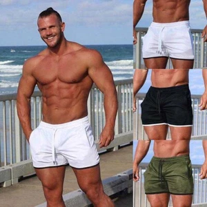 Mens Sports Training Bodybuilding Shorts Workout Fitness Running GYM Short Pants - Picture 1 of 19