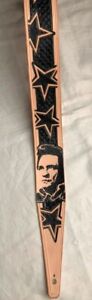 JOHNNY CASH Theme  - original handcrafted leather guitar strap STARS