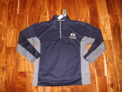 NWT Mens Knights Apparel 1/4 Zip BYU NCAA Navy Gray Pullover Sz S Small Cover