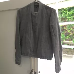 JAMES PERSE LOS ANGELES FADED GRAY FLAX LINEN BOMBER JACKET SIZE: 2 - Picture 1 of 7