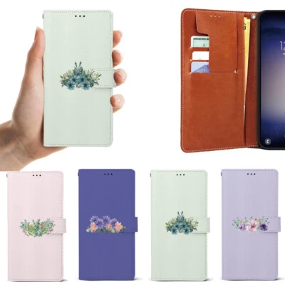 Watercolor Flower Wallet Case for Samsung Galaxy S24 S23 S22 S21 S20 S10 S9 S8 - Image 1 of 4