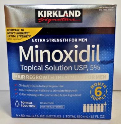 Kirkland Signature Minoxidil Topical Solution USP 5% Hair Regrowth Treatment Set - Image 1 of 2
