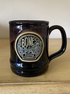 Deneen Pottery Mug Bones Coffee Co. Skeleton Brown Drip Glaze 14oz Halloween ‘21 - Picture 1 of 13