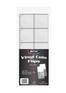 BCW 2x2 Double Pocket Vinyl Flip (1-VF) 100 Flips per pack Heavy Duty - Picture 1 of 2