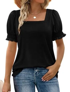 Summer Sexy Square Neck Tunic Top Black XL for Beach Vacation 2025 - Picture 1 of 4