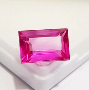 11.05 CT Natural Pink Sapphire Emerald Shape Loose Gemstone Ring Size - Picture 1 of 6