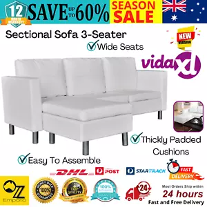L-Shaped Sofa 3-Seater Artificial Leather Home Couch Lounge Corner Sectional Set - Picture 1 of 13