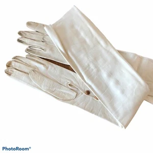 Guantes formales de cuero crema cuero para niños talla 2 hechos en Italia - Imagen 1 de 5