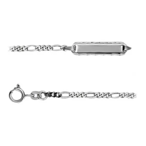 Id Armband Gravur 14- 16 cm Schildband Figaro Silber Namensarmband Identband - Picture 1 of 6