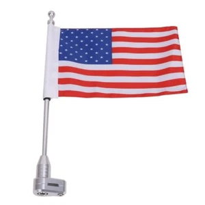 Chrome Universal Motorcycle American USA Flag pole Luggage Rack Mount For Harley - Picture 1 of 4
