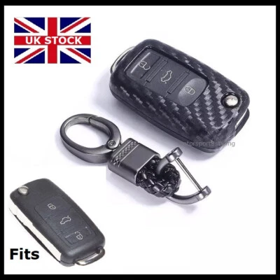 Kohlefaser Schlüssel Schutzhülle Für VW Seat Skoda Fernbedienung Gehäuse s57cfkb - Bild 1 von 4