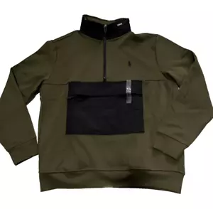 Polo Ralph Lauren Men Quarter Zip Solid Hybrid Hoodie Sweatshirt Size L NWT - Picture 1 of 10