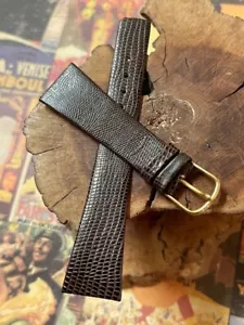 Escaso Tamaño 21mm Estampado Lagarto Cuero Genuino Becerro Vintage Reloj Banda Años 60 De Reedición - Imagen 1 de 4