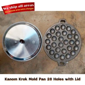 Kanom Krok Pan with Lid 28 Holes Thai Coconut Pancakes Maker Mold Kitchenware - Picture 1 of 10