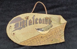 Jane Beasley Original Welcome Sign Wall Hanging Bird Pottery Handmade 9 x 5" USA - Picture 1 of 9