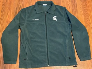 Columbia Michigan State Spartans Mens Fleece Jacket Green Large MSU Zip Up - Picture 1 of 11