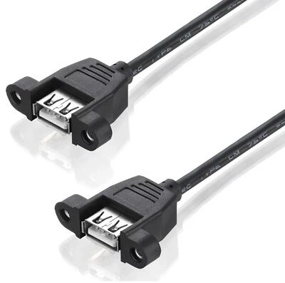 USB-A 2.0 Panel Mount Extension Cable Female to Female - Image 1 of 4