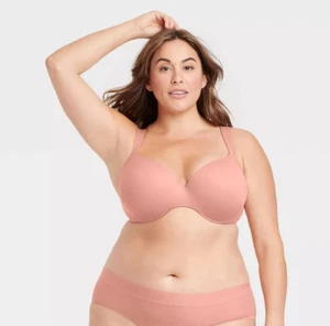 Auden Women's Plus Size Comfort Wire Bra Pink 42D - Picture 1 of 8