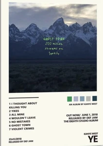 Póster de portada de álbum de Kanye West lista de canciones YE póster sin enmarcar 16x24"" Ghost Town - Imagen 1 de 1