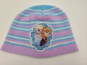 Youth Disney Frozen Elsa Anna Winter Knit Beanie Hat Cap Kid Girl Purple Blue - Picture 1 of 7