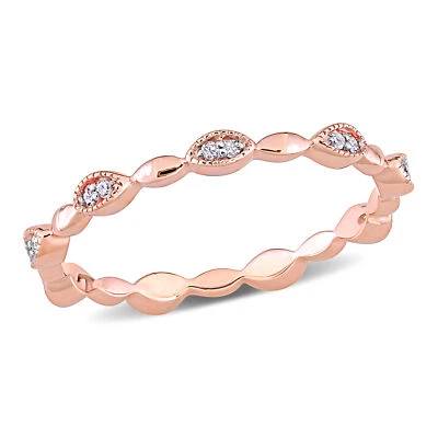Amour 10k Rose Gold 1/10CT TDW Diamond Stackable Infinity Eternity Band - Image 1 of 4