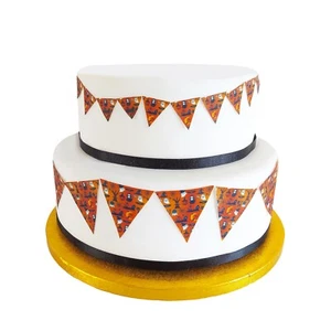 Cake Topper Halloween Black/Orange Bunting Edible Wafer Paper/Icing Decoration - Picture 1 of 11