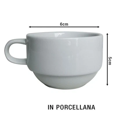 Tazzina da Caffè in Porcellana Impilabile Senza Piattino Bianco Ø 6 x 5h cm - Immagine 1 di 2