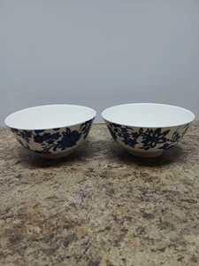 Set of 2 Royal Norfolk Replacement Blue Floral Stoneware Cereal Soup Bowls - Picture 1 of 5