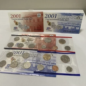 2001 US Mint Uncirculated Coin Set P & D Mints 20 Coins w/ State Quarters COA - Picture 1 of 12