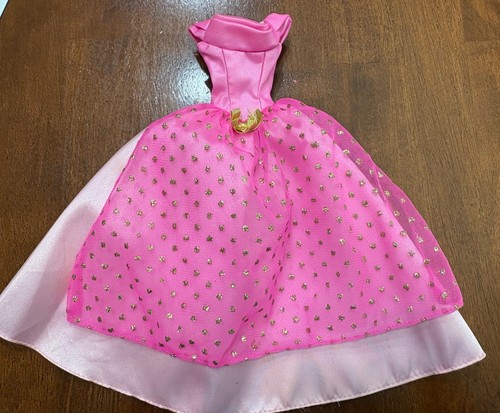 VETEMENTS Vintage Barbie Raperonzolo Principessa Bambola Abito Raso Oro Rosa 1999 Mattel