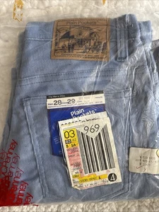 NICE Vintage JC J.C. Penney Plain Pockets Blue Corduroy Flare Leg Pants 28x29 - Picture 1 of 5