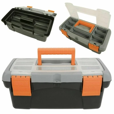 Toolbox with Removable Tray and Storage Compartment Eyehole Lid Small & Large - Image 1 of 4
