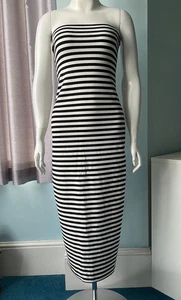 ZARA Black&White Jersey Ladies’ Strapless Boobtube Bodycon Midi Dress Size M NEW - Picture 1 of 21