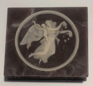 Joyero rojo piedra Incolay 8" - ángel/querubín - Imagen 1 de 8