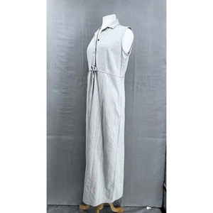 Vintage LizWear Linen Maxi Dress Sleeveless Women's 10 Button Vest Liz Claiborn - Picture 1 of 15