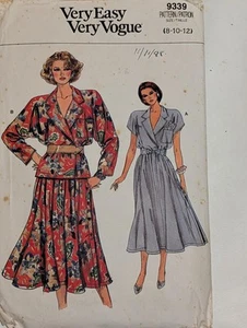 Vintage Sewing Pattern Vogue 9939 -Top Skirt 1985 cut Size 8 10 12 - Picture 1 of 2