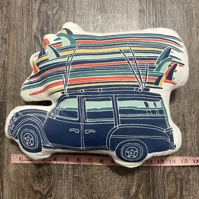 TOMMY BAHAMA WOODY STATION WAGON CAR SURFBOARDS RACK  THROW PILLOW Blue Ocean - Image 1 of 4