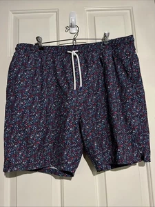 Mugsy Shorts Herren XL blau rot Blumen Badehose Hybrid sportlich gefüttert Logo - Bild 1 von 7