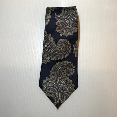 Corbata ancha clásica de seda cachemira azul Scott Foster para hombre Foto 1 de 4