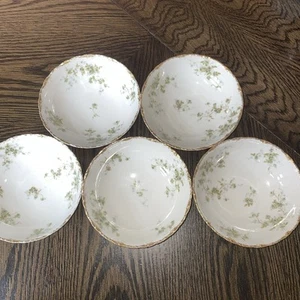 5 RAREAntq Theodore Haviland Limoges France Soup Bowl GreenRoses Gray Gold EUC - Bild 1 von 7